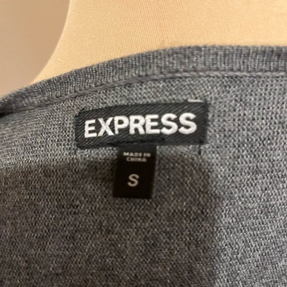 Express Deep V Grey Mini Dress, Wide Waist Band, size S - Picture 4 of 5